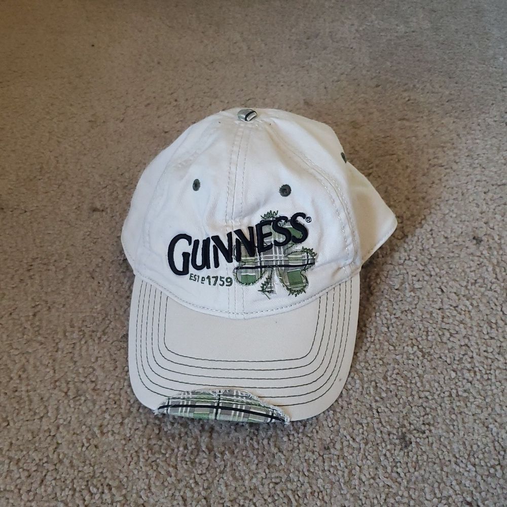 Guinness Est. 1759 Baseball Cap Hat Cream Green Plaid Shamrock Adjustable